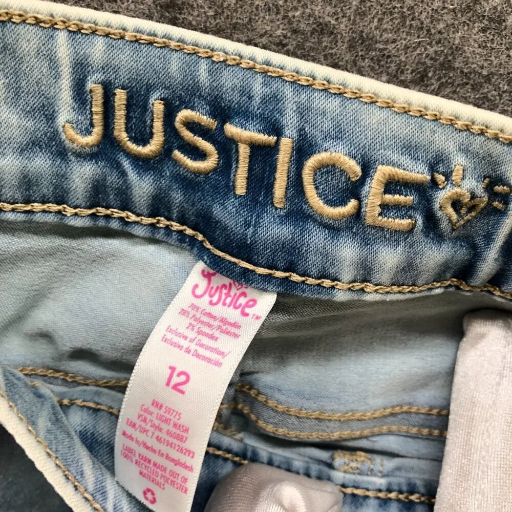 Justice Girls Size 12 Legging‎ Jeans Blue Light Wash Pull On Jegging Skinny